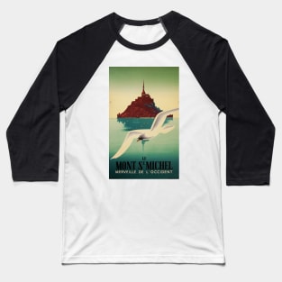 Retro poster - travel - vintage - Mont St Michel Baseball T-Shirt
